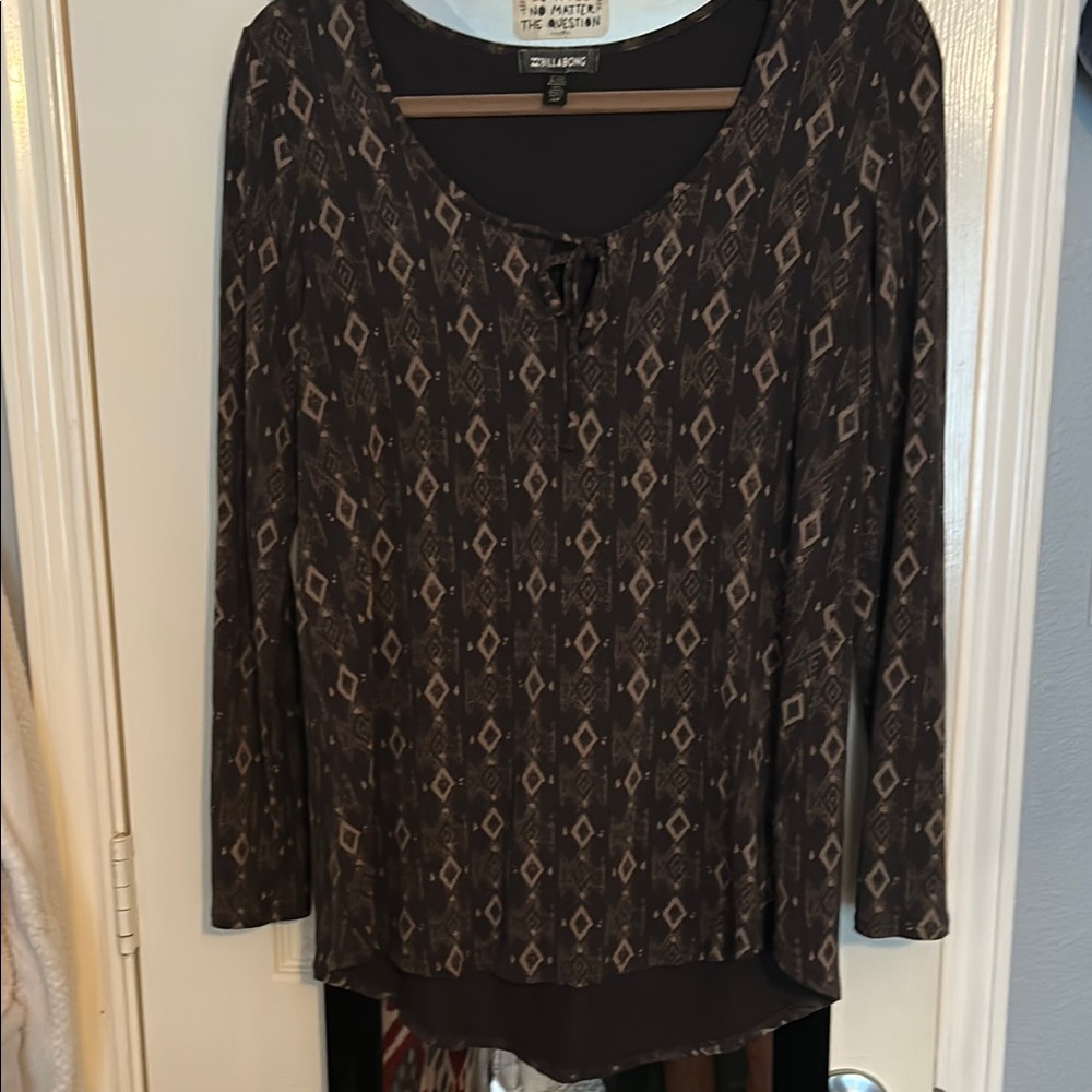 Billabong Black Tie Front Blouse